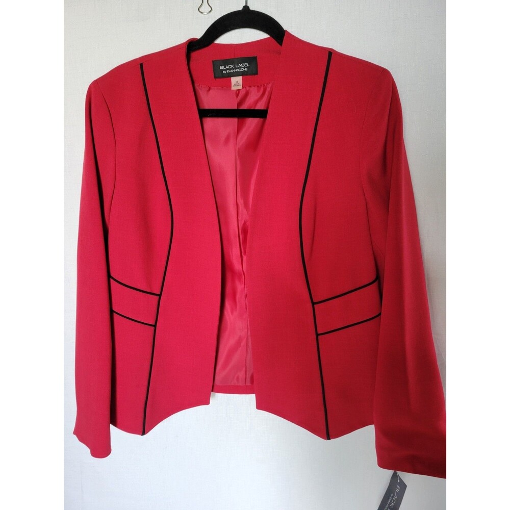 Evan-Picone Black Label Women’s Red Open Front Blazer Size 10 New WT